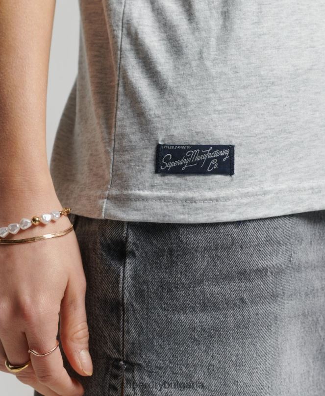 Superdry облекло N00H6703 светло сив Жени сезонна жилетка с винтидж лого