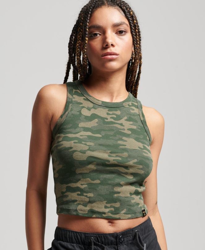 Superdry облекло N00H6716 зелено Жени горната част на жилетката със състезателен принт е изрязана
