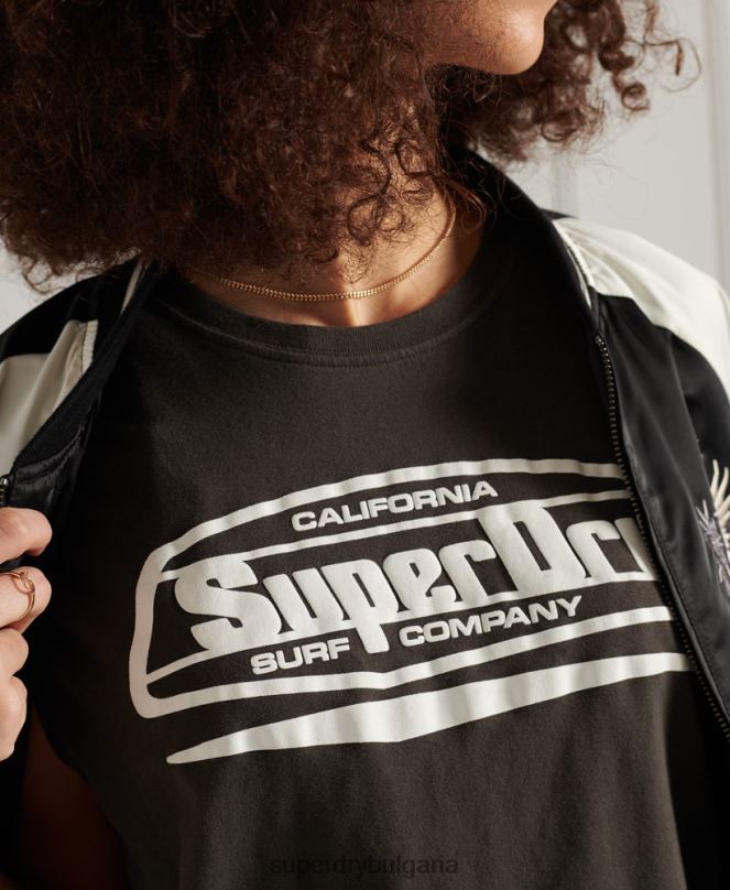 Superdry облекло N00H6719 тъмно сив Жени cali surf графичен потник