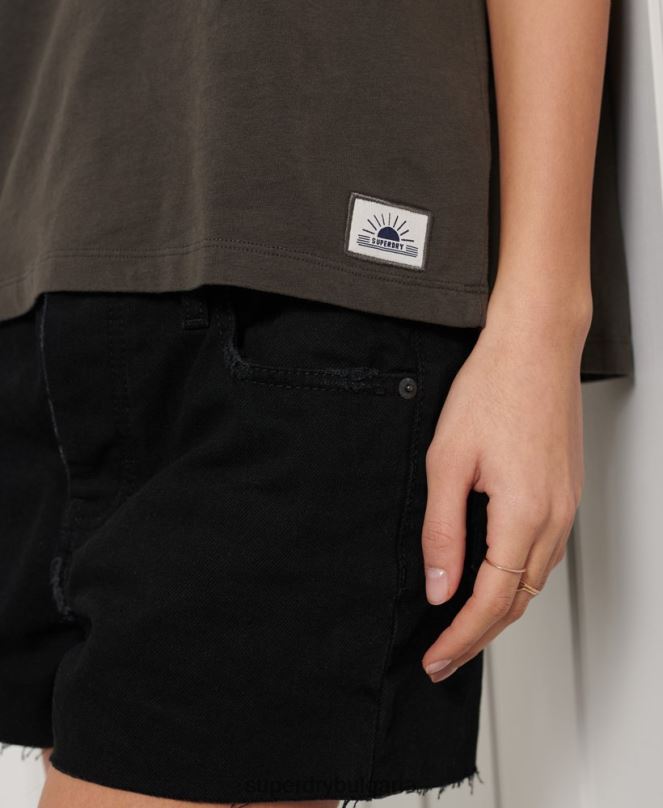Superdry облекло N00H6719 тъмно сив Жени cali surf графичен потник
