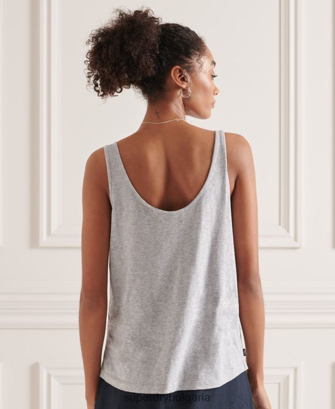 Superdry облекло N00H6728 светло сив Жени потник с джоб от органичен памук