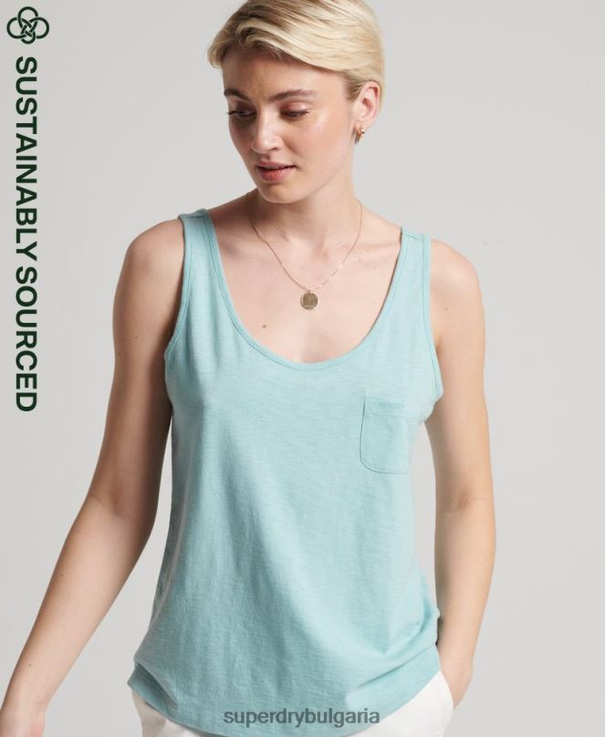 Superdry облекло N00H6744 син Жени потник с джоб от органичен памук