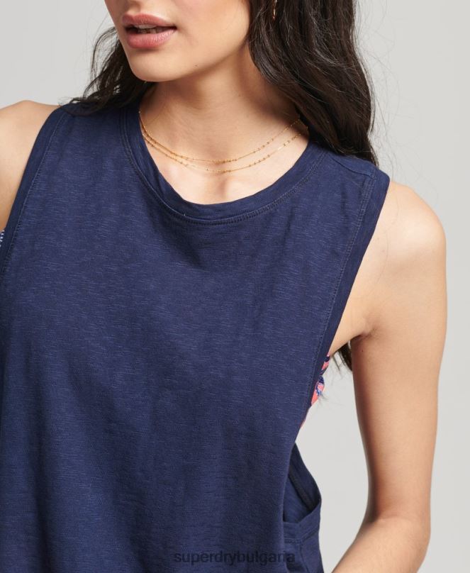 Superdry облекло N00H6768 военноморски флот Жени органичен памук реколта сърф ranchero жилетка