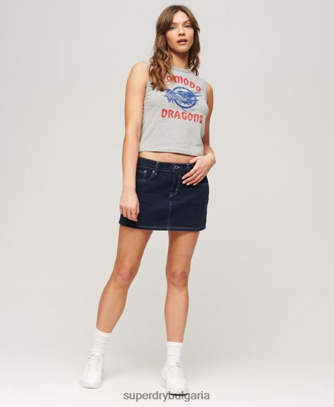 Superdry x Komodo облекло N00H2119 сиво Жени класическа горна жилетка с дракон