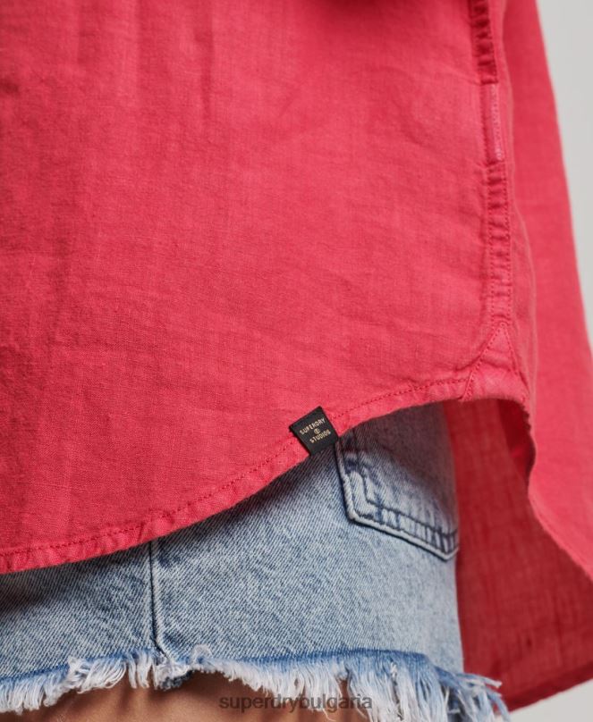 Superdry облекло N00H2007 розово Жени ежедневна ленена гадже риза