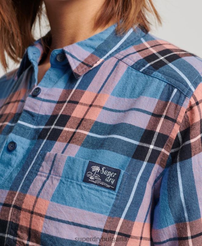 Superdry облекло N00H2285 военноморски флот Жени спокойна карирана риза