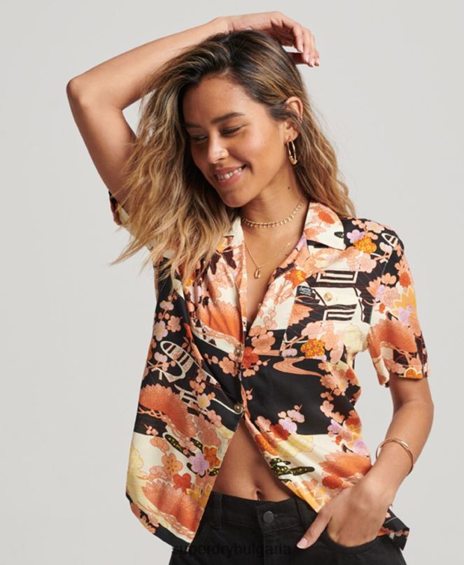 Superdry облекло N00H2867 злато Жени риза за морски курорт