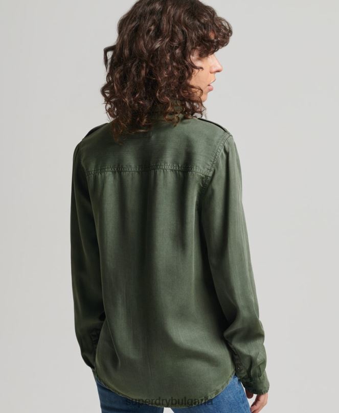 Superdry облекло N00H2884 зелено Жени военна риза