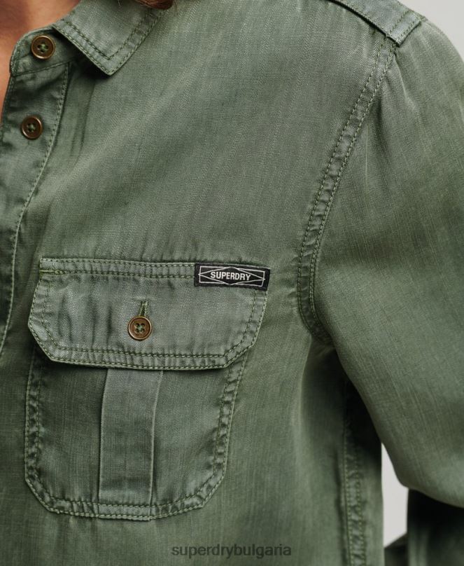 Superdry облекло N00H2884 зелено Жени военна риза