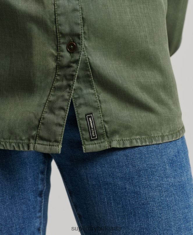 Superdry облекло N00H2884 зелено Жени военна риза