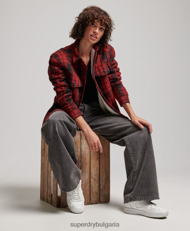 Superdry облекло N00H2886 червен Жени горна риза с фланелено каре borg