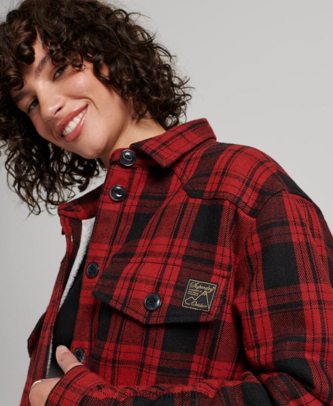 Superdry облекло N00H2886 червен Жени горна риза с фланелено каре borg