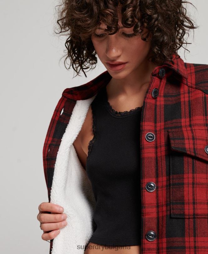 Superdry облекло N00H2886 червен Жени горна риза с фланелено каре borg
