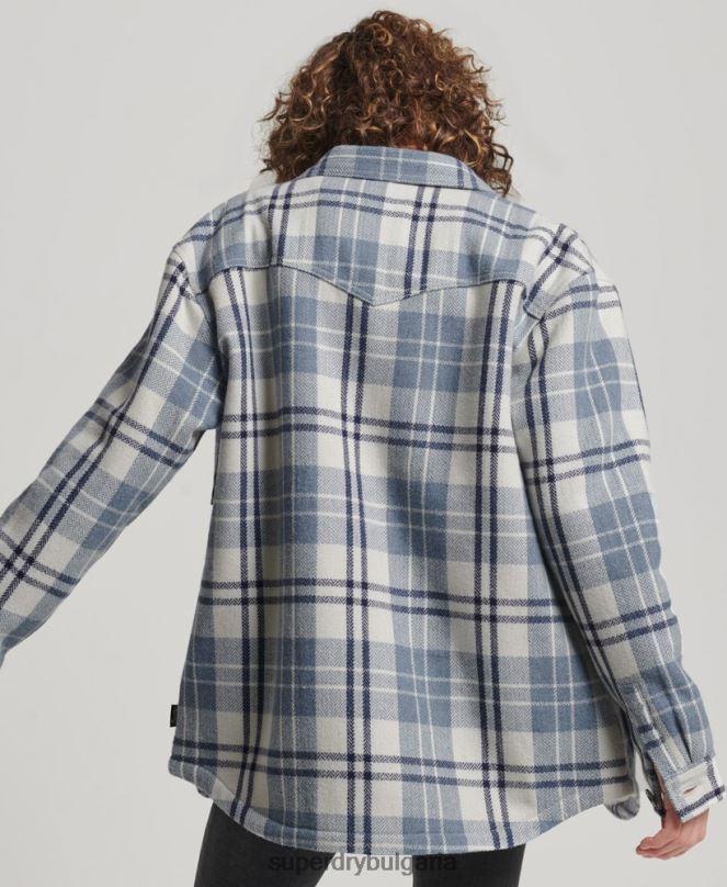 Superdry облекло N00H2898 син Жени горна риза с фланелено каре borg