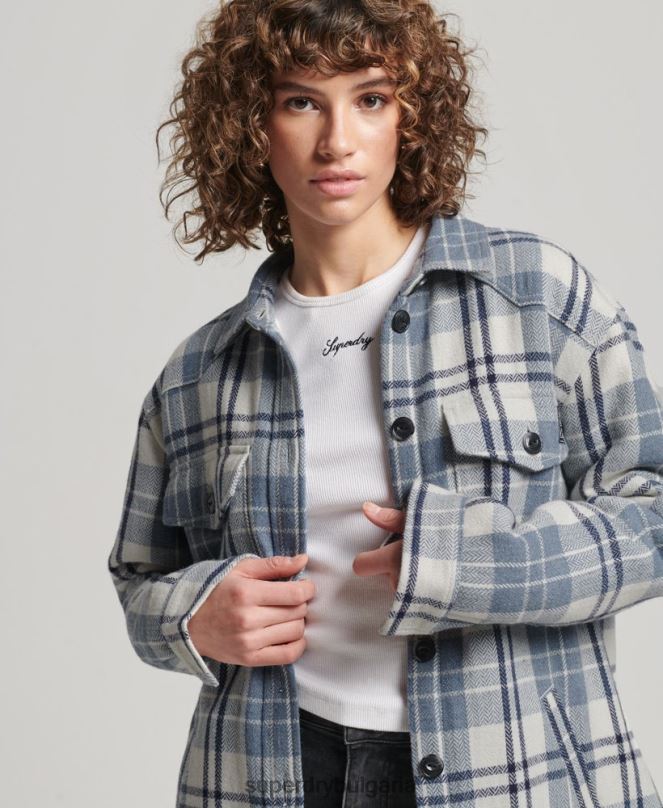 Superdry облекло N00H2898 син Жени горна риза с фланелено каре borg