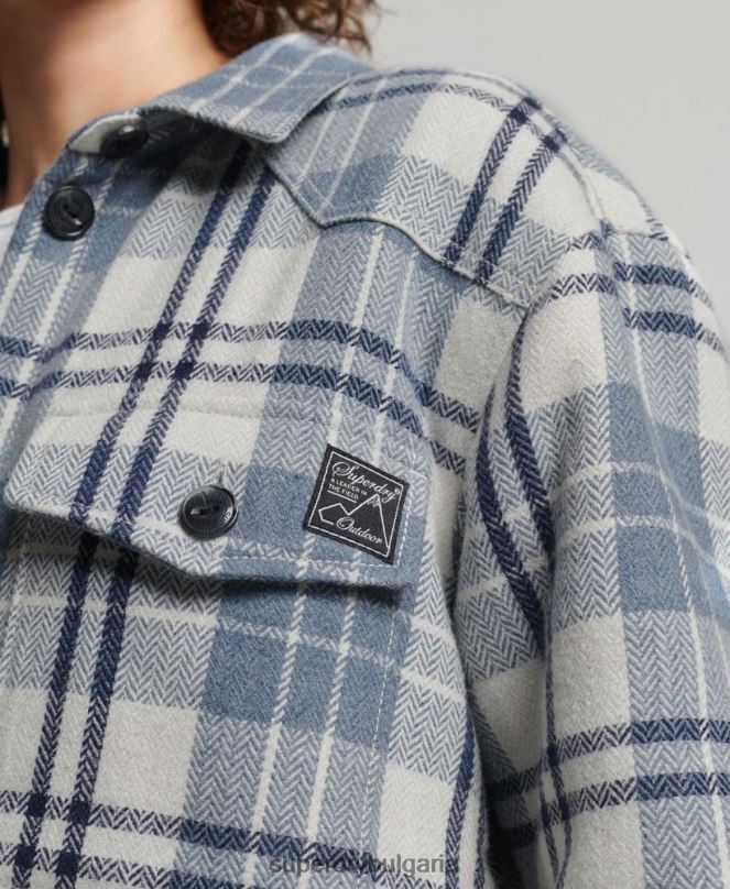 Superdry облекло N00H2898 син Жени горна риза с фланелено каре borg