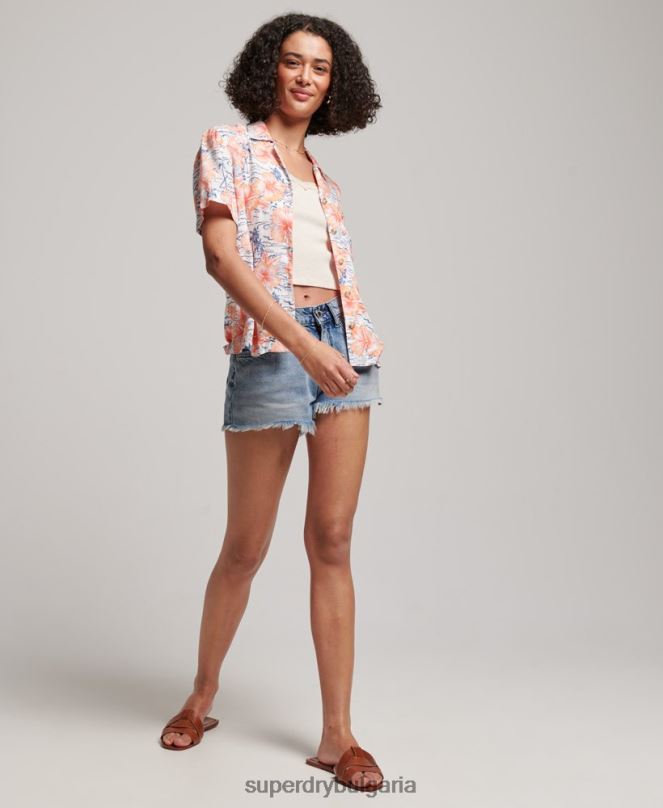 Superdry облекло N00H2914 военноморски флот Жени риза за морски курорт