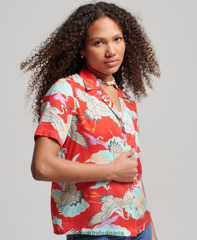Superdry облекло N00H2918 червен Жени риза за морски курорт