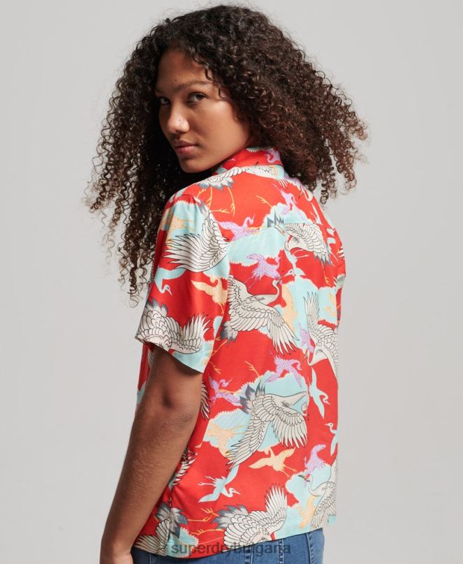 Superdry облекло N00H2918 червен Жени риза за морски курорт