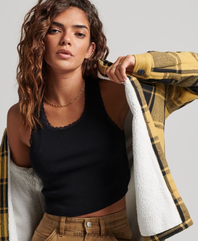 Superdry облекло N00H2927 злато Жени горна риза с фланелено каре borg