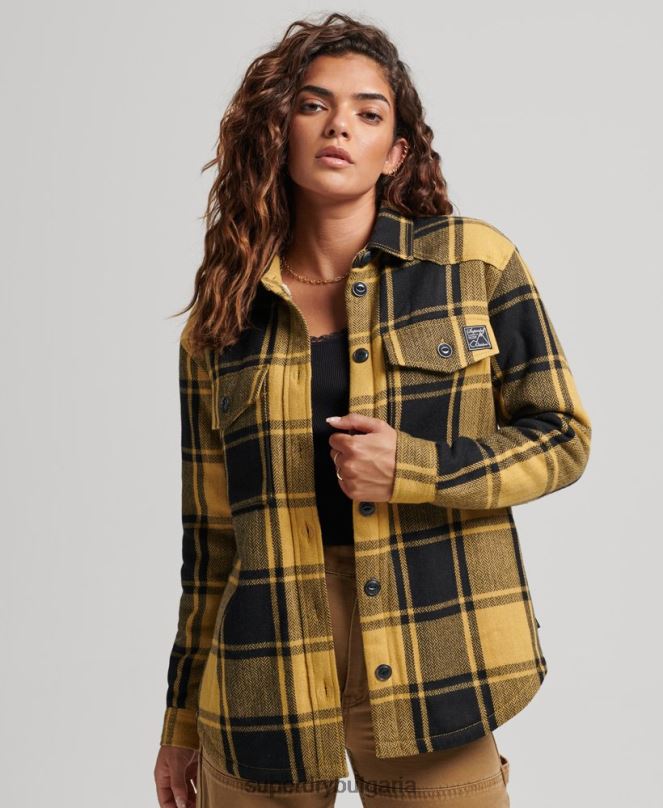 Superdry облекло N00H2927 злато Жени горна риза с фланелено каре borg