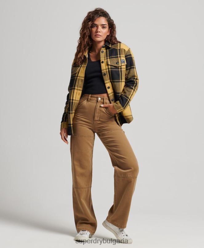 Superdry облекло N00H2927 злато Жени горна риза с фланелено каре borg