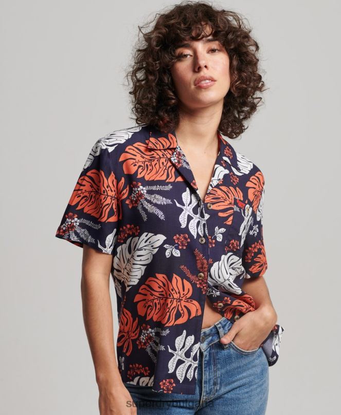 Superdry облекло N00H2934 военноморски флот Жени риза за морски курорт