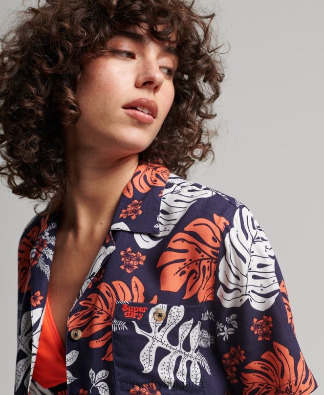 Superdry облекло N00H2934 военноморски флот Жени риза за морски курорт