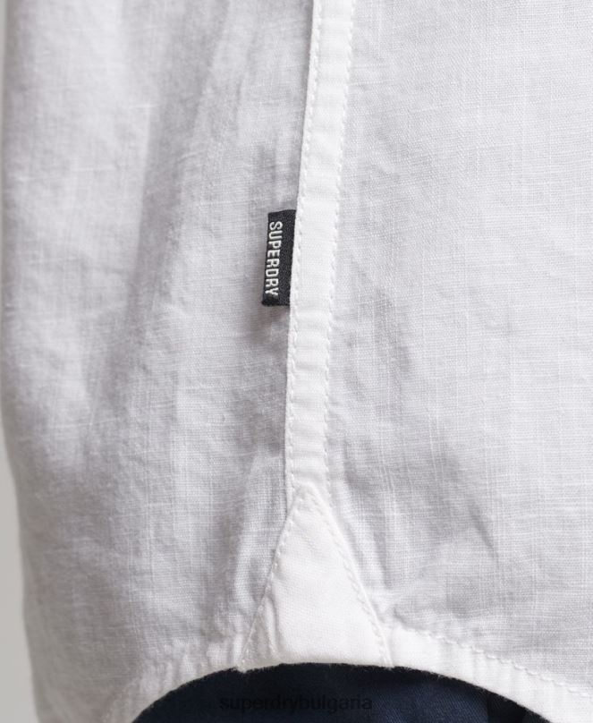 Superdry облекло N00H2963 бяло Жени ленена риза гадже