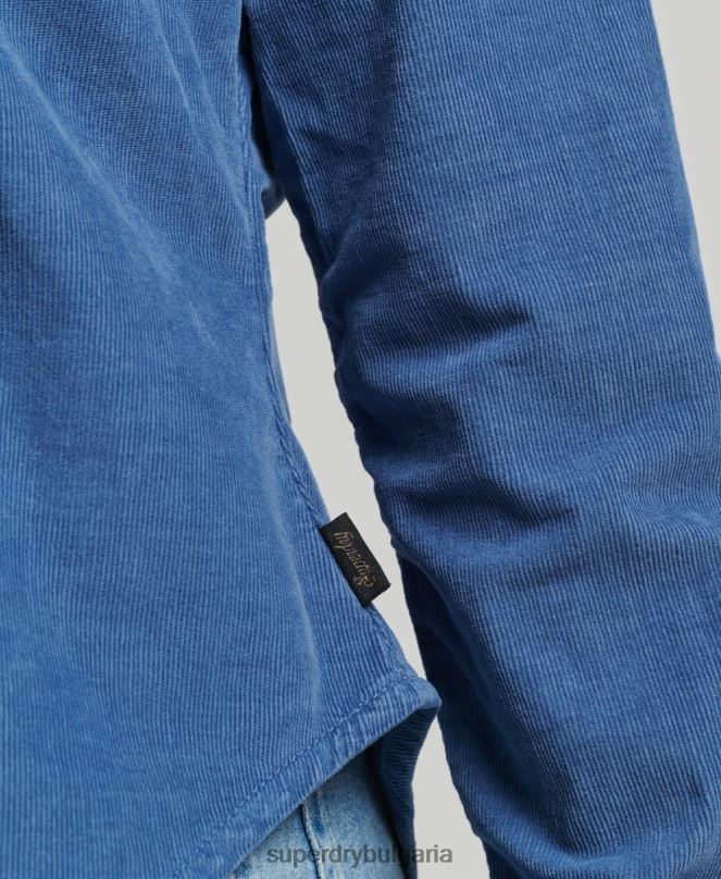 Superdry облекло N00H3011 син Жени шнур западна риза
