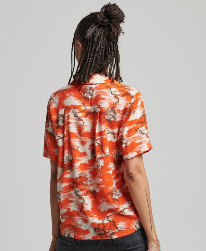 Superdry облекло N00H3012 червен Жени ретро риза revere