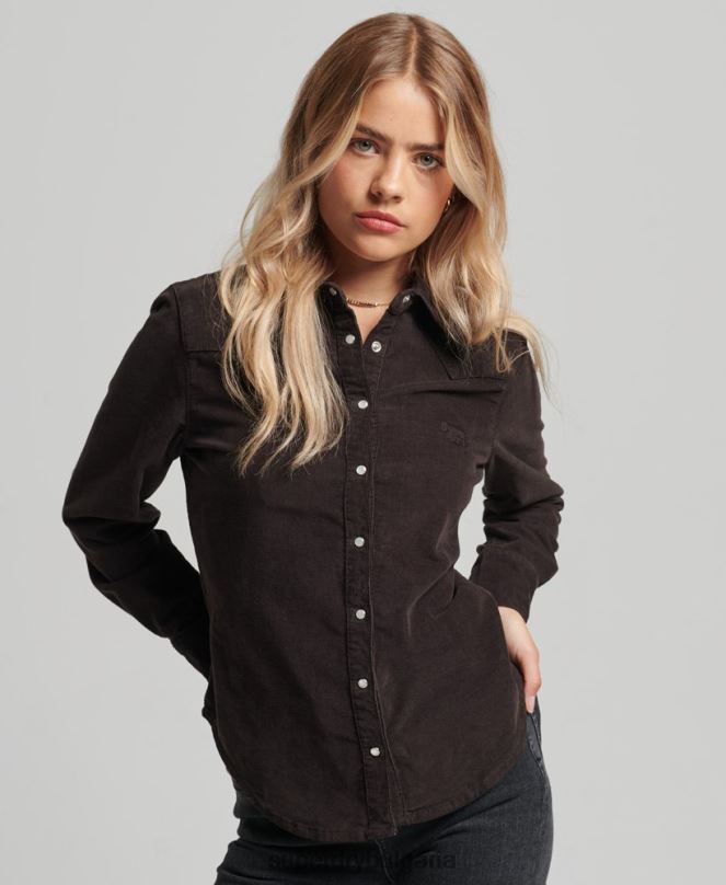 Superdry облекло N00H3015 кафяво Жени шнур западна риза