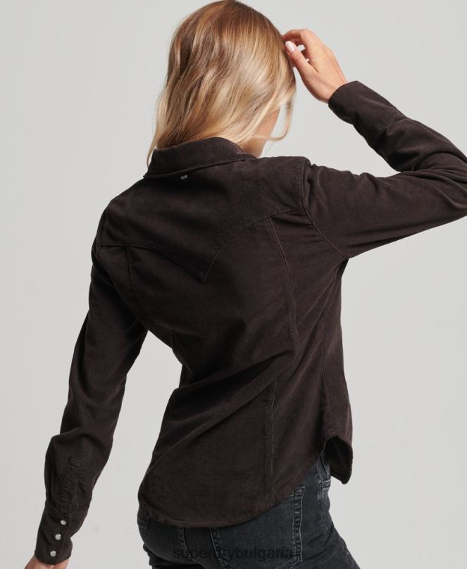 Superdry облекло N00H3015 кафяво Жени шнур западна риза