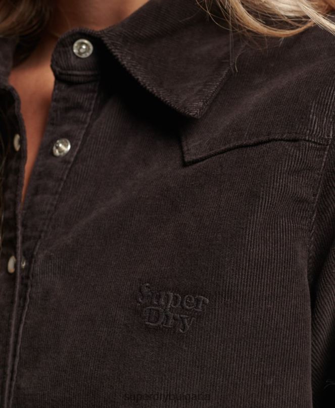 Superdry облекло N00H3015 кафяво Жени шнур западна риза