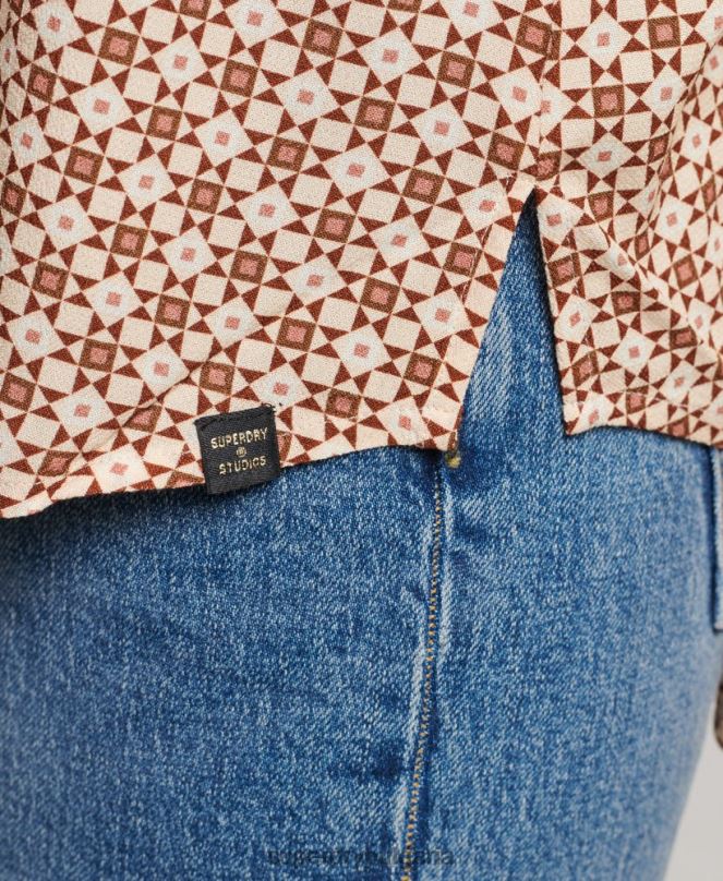 Superdry облекло N00H3019 кафяво Жени риза от седемдесетте години на Studios