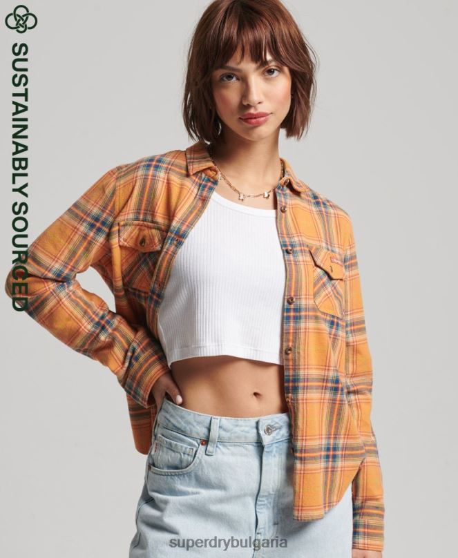 Superdry облекло N00H3033 жълто Жени Класическа риза тип дървосекач от органичен памук