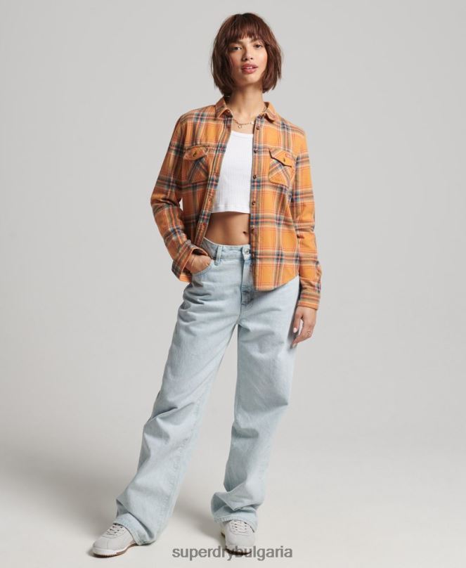 Superdry облекло N00H3033 жълто Жени Класическа риза тип дървосекач от органичен памук