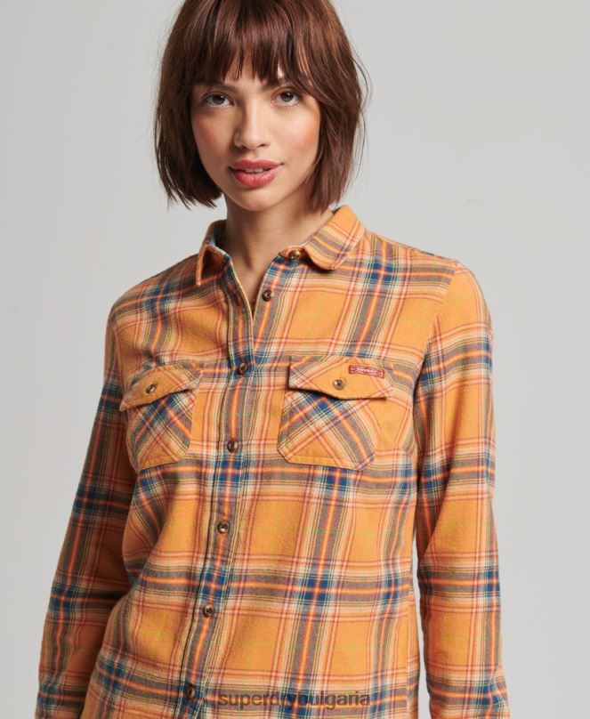 Superdry облекло N00H3033 жълто Жени Класическа риза тип дървосекач от органичен памук