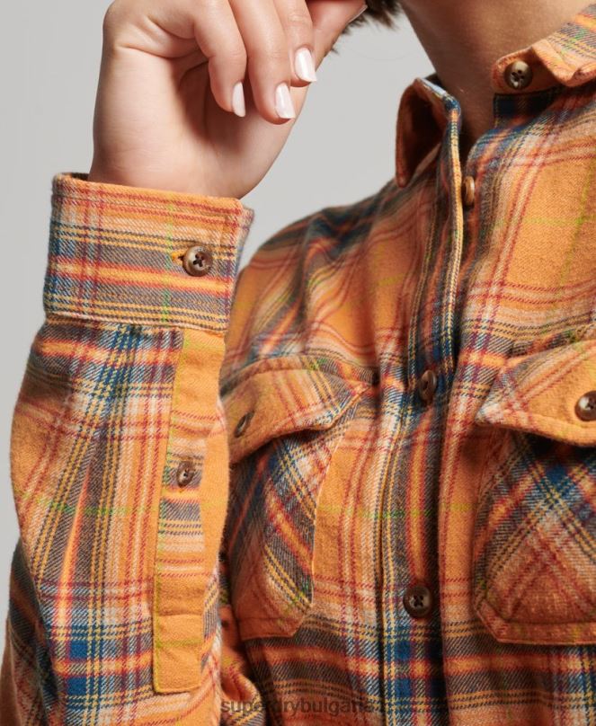 Superdry облекло N00H3033 жълто Жени Класическа риза тип дървосекач от органичен памук