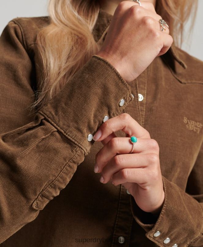 Superdry облекло N00H3038 кафяво Жени шнур западна риза
