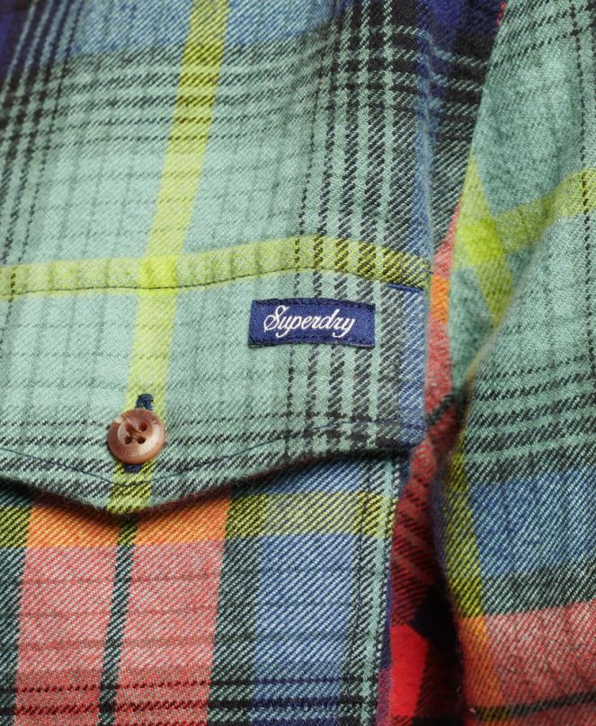 Superdry облекло N00H3042 зелено Жени карирана фланелена риза от органичен памук