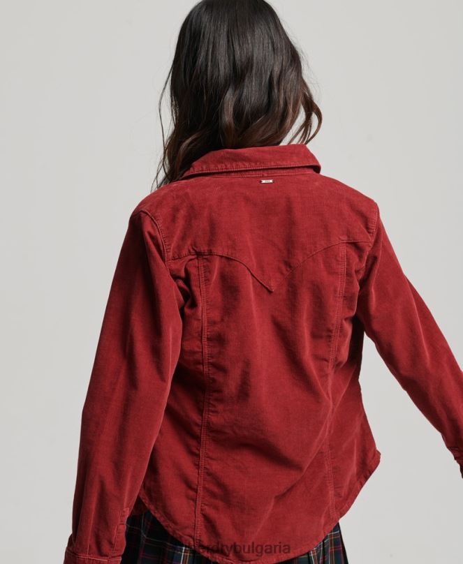 Superdry облекло N00H3062 червен Жени шнур западна риза