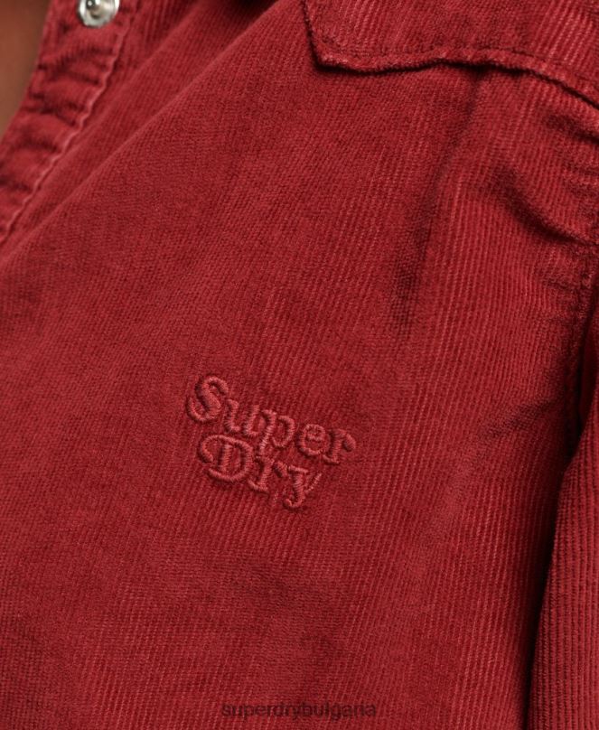 Superdry облекло N00H3062 червен Жени шнур западна риза