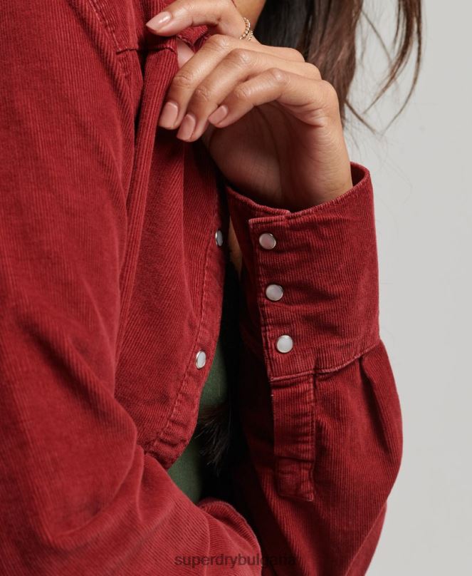 Superdry облекло N00H3062 червен Жени шнур западна риза