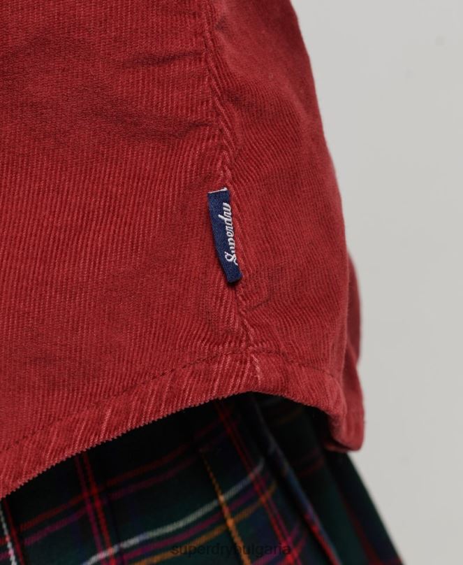 Superdry облекло N00H3062 червен Жени шнур западна риза