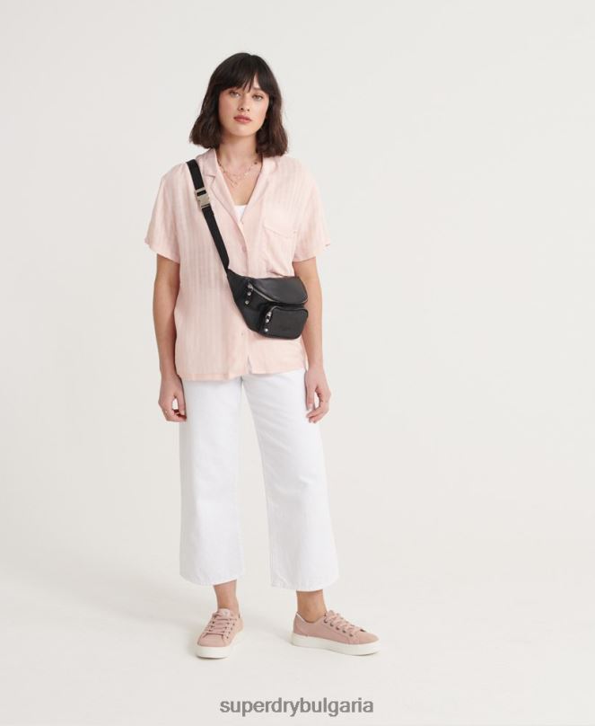 Superdry облекло N00H3065 розово Жени курортна риза Fleur