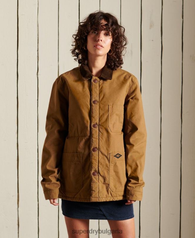Superdry облекло N00H5479 кафяво Жени огромна горна риза от микс