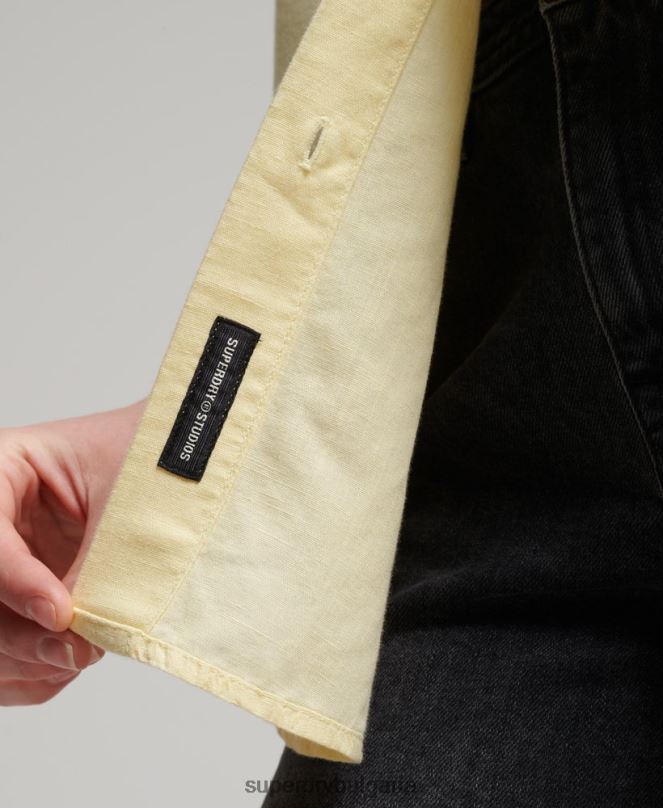 Superdry облекло N00H6524 жълто Жени ленена риза гадже