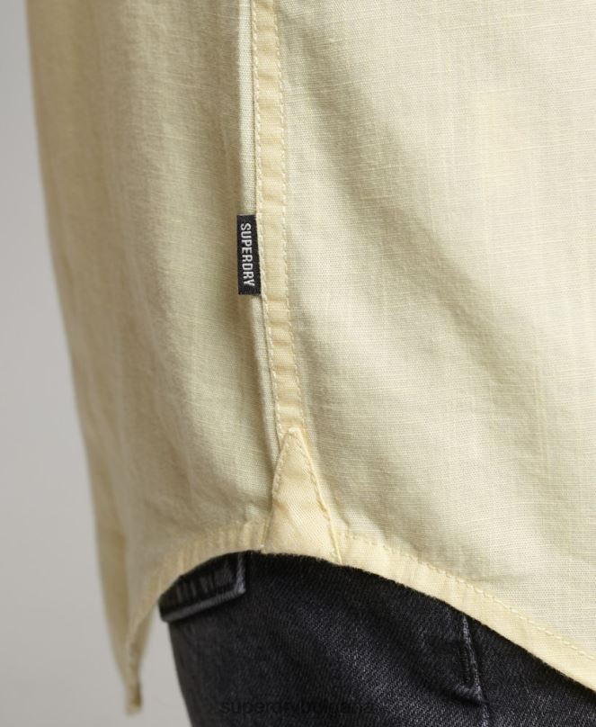 Superdry облекло N00H6524 жълто Жени ленена риза гадже