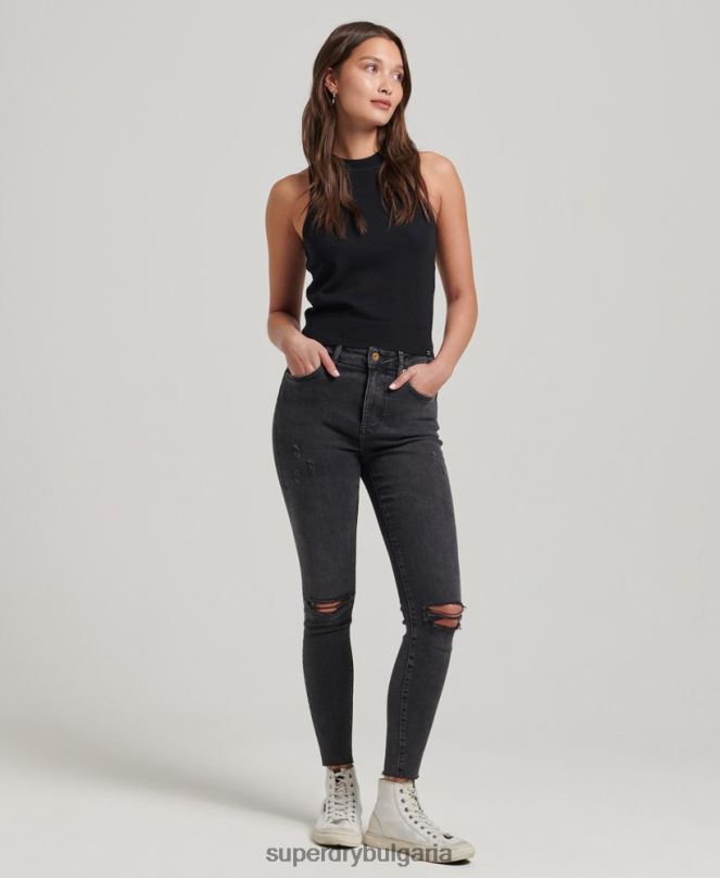 Superdry облекло N00H3018 черен Жени плетена жилетка с мериносово деколте